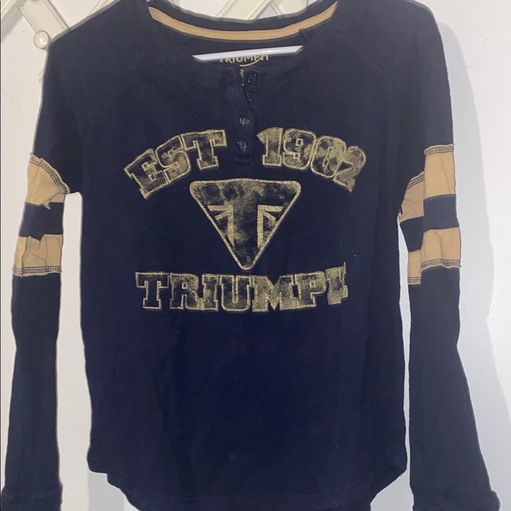 Triumph Navy Long Sleeve Shirt with Tan Accents